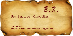 Bartalits Klaudia névjegykártya